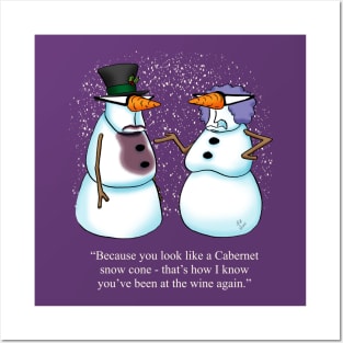 Funny Spectickles Wine Snowman Cartoon Humor Posters and Art